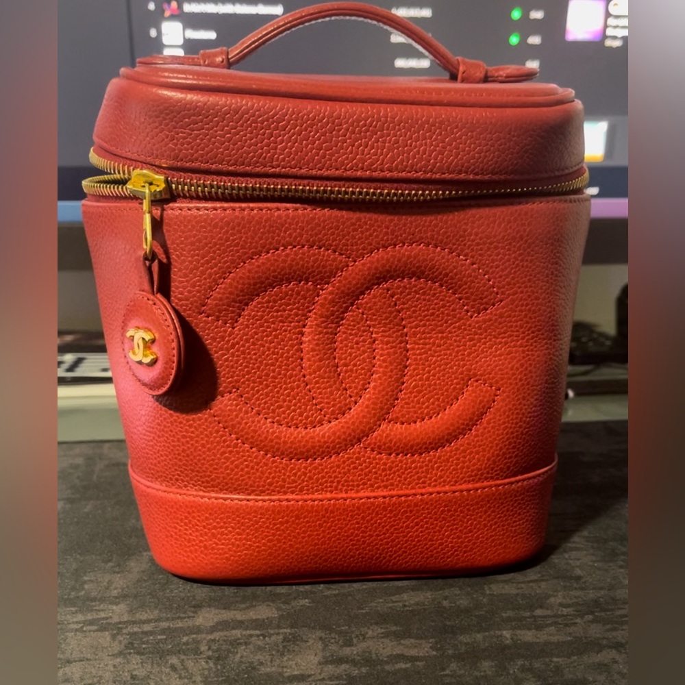 1997 Coco Chanel Logo Embossed Vanity Bag